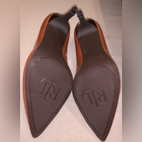 Ralph Lauren Alani Tan Leather Pump Stiletto Heels Pointed Toe - Picture 9 of 16
